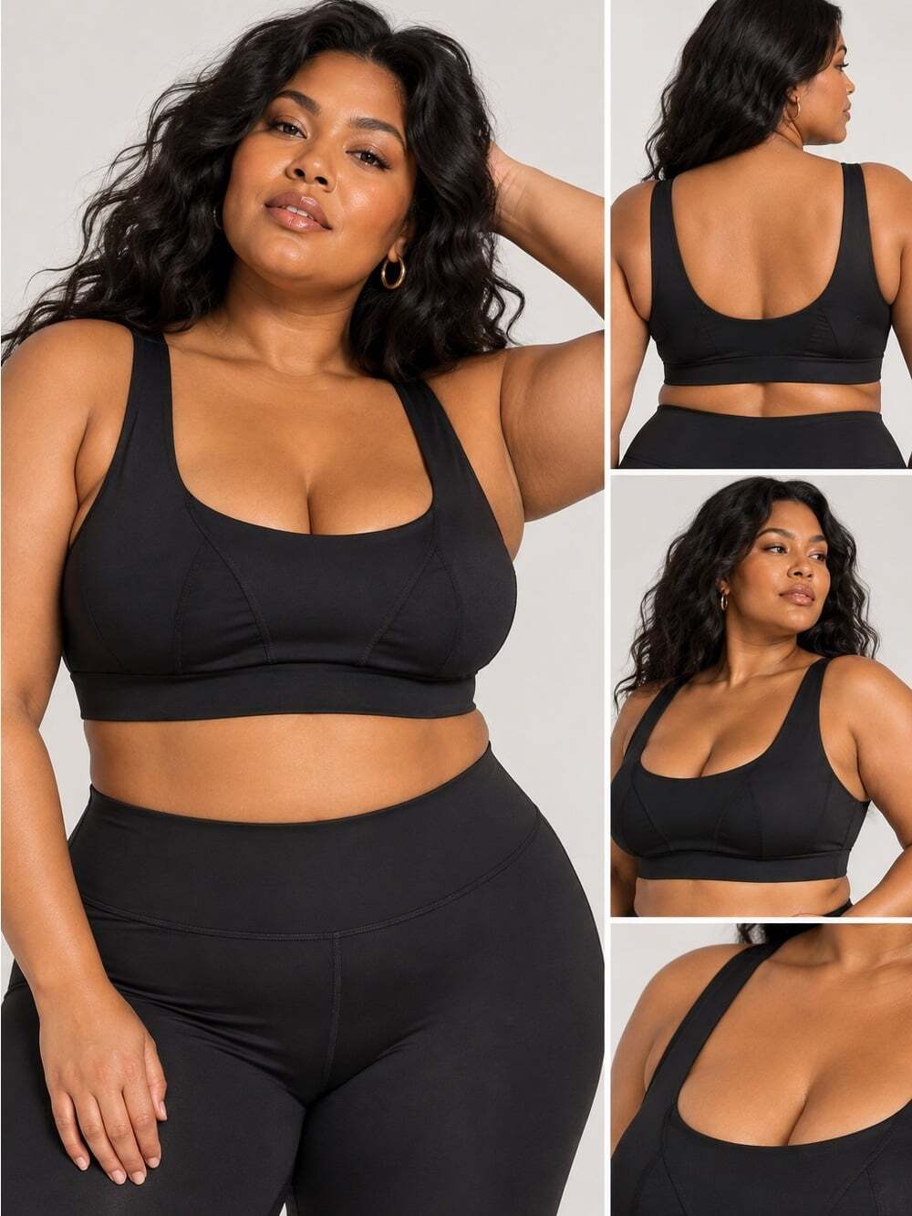 Yitty Lizo Sports Bra Black Blue 1X High Support Workout Athleisure Activewear